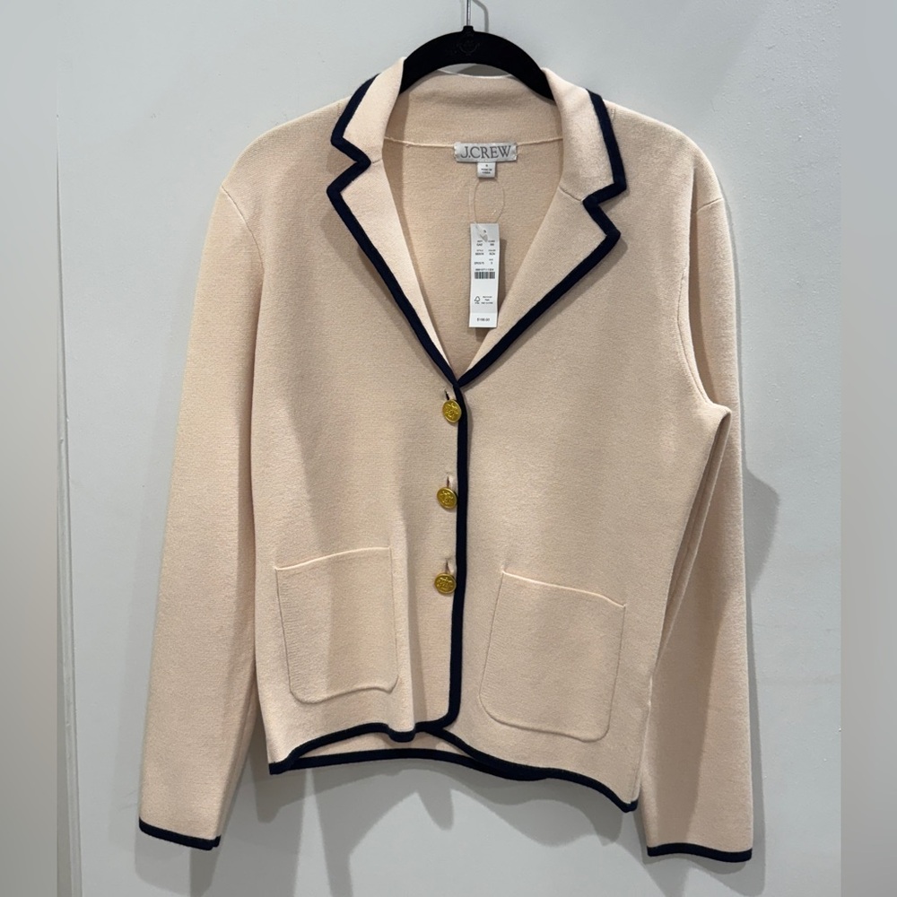 NWT J.Crew Cream and Navy Sweater Size Small